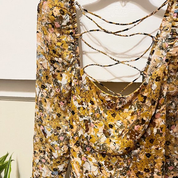 Long Sleeve Cowl Neck Open Lace-up Back Mini Dress - Picture 5 of 10